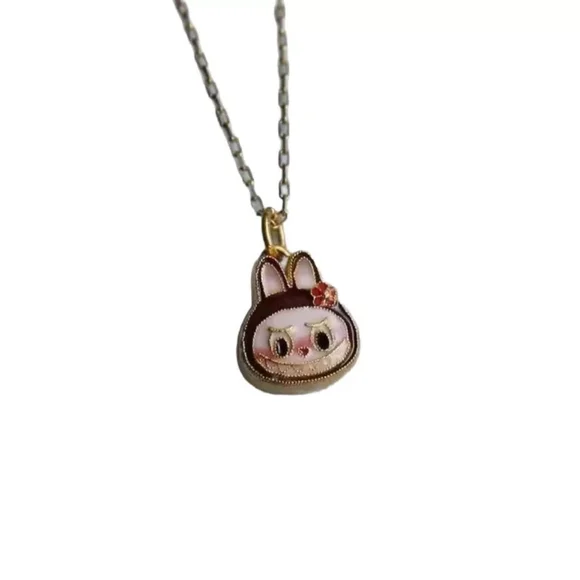 ✨LIMITED✨ Labubu Zimomo Bunny Necklace 🐰💖 18K Gold Cutie! - Picture 4 of 5